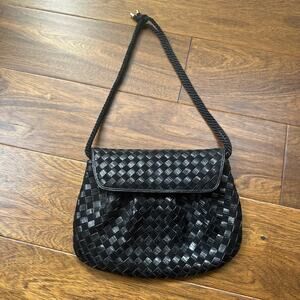 Bottega Veneta Black Woven Shoulder Bag